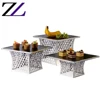 Decoration buffet mariage 3 pcs set stainless steel black slate platters cake display buffet riser rack square buffet stand