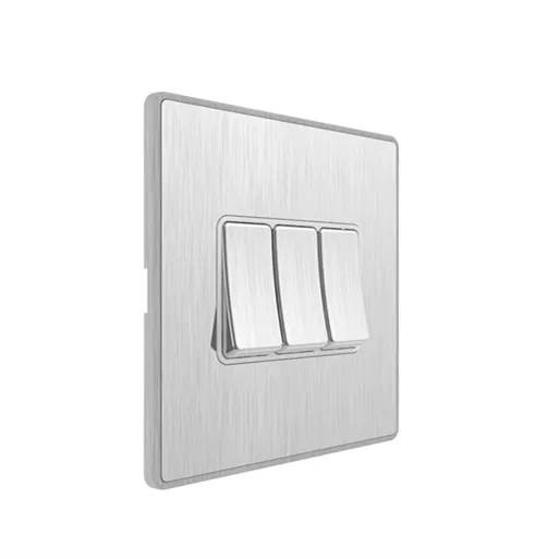 CN range stainless steel finish 10 A british standard 3gang uk wall switch
