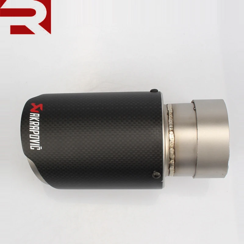 Fit xB N1 Weld On Flat 4/" Carbon Tip 2.5 Inlet BLK Muffler Exhaust Silencer