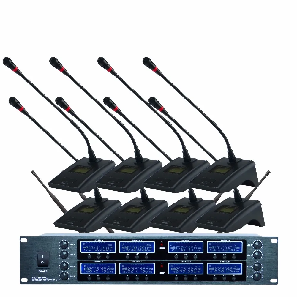 Professional Uhf Conference Wireless Microphone System With 8 Channels ...