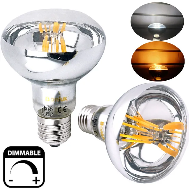 Dimmable R80 E27 LED Filament Spotlight Bulb 8W Warm White 2700K 60 Watt Downlight Replacement R80 Screw LED Reflector Lamp
