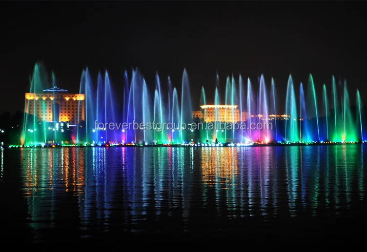 Music Dancing Water Fountain Show Famous Outdoor Lake Or River Colorful ...