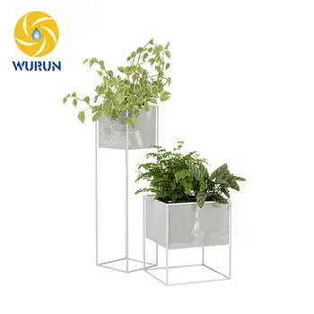 White Garden Decoration Wrought Iron Steel Tall Flower Planter Pot Racks Outdoor Plant Shelving