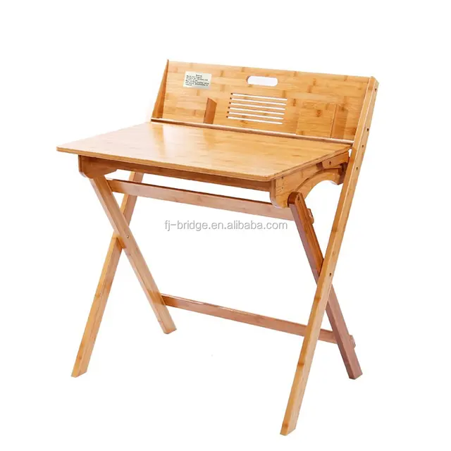 Bamboo Desk Folding Study Computer Corner Table Desk With Storage