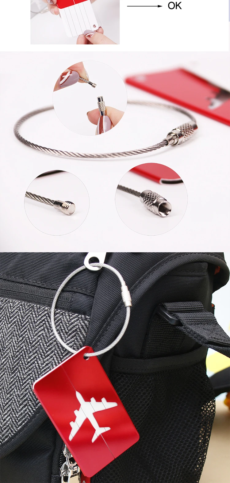 2023 Name Tag Aluminum Ally Steel Wire Aluminium Alloy Name Card Luggage Tag Airline Luggage