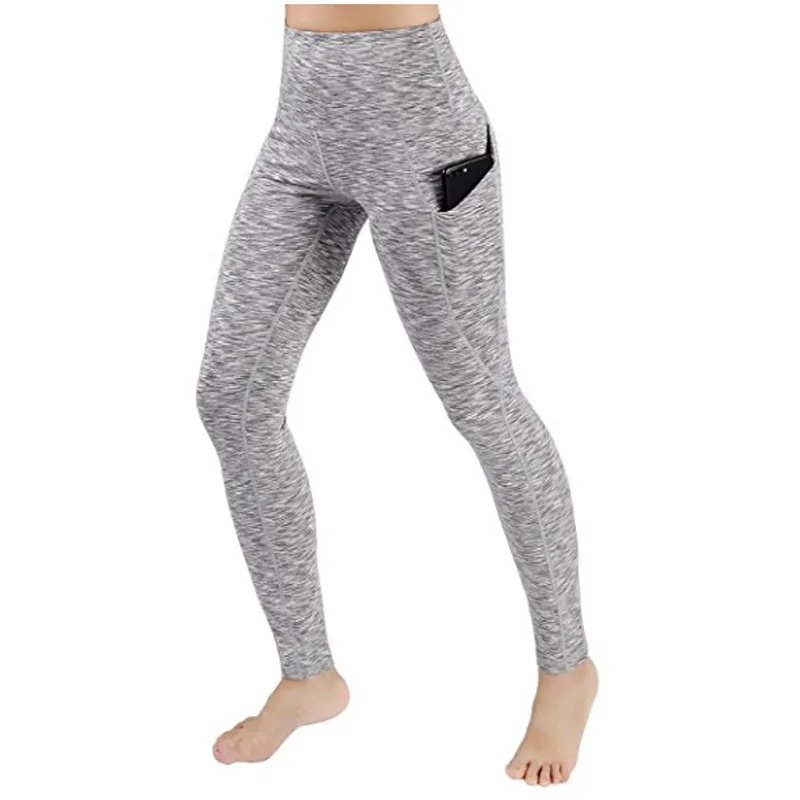 Women Pants High Waist Out Pocket Yoga Pants Tummy Control Workout