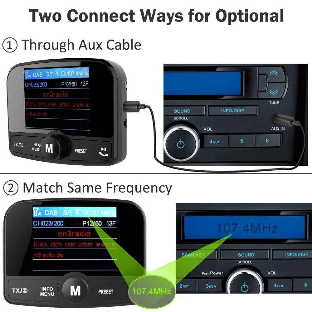 2.4'tft Color Creen Car Dab Radio Adapter Car Dab/dab+ Bluetooth Fm