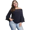 XL-4XL 2 Color Off Shoulder Blouse Sexy Night Club T Shirts Plus Size Autumn Women Full Flare Sleeve Tops Elegant EOS016