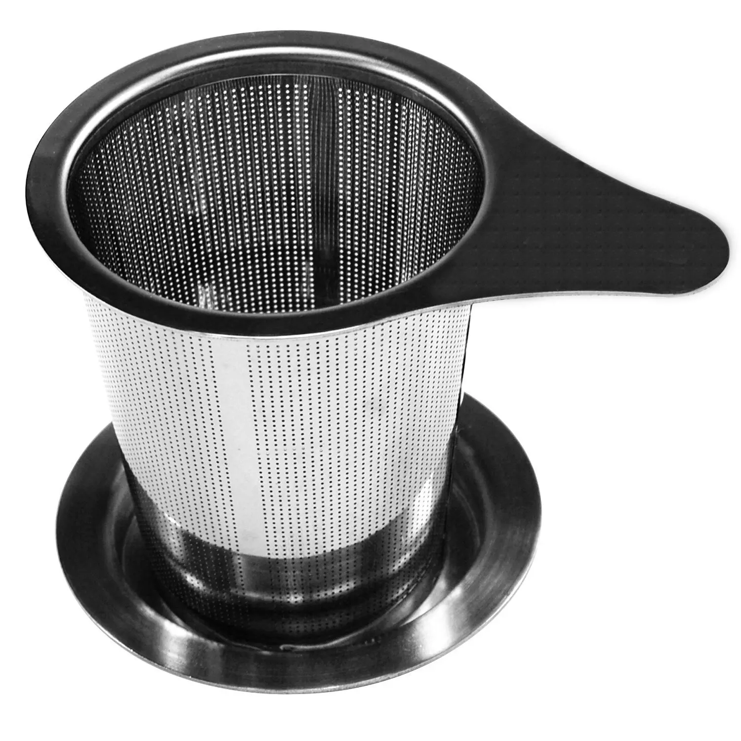 Ilyever Ultra Large Fine Brew-in-mug Tea Infuser with Lid-Stainless Steel Large Capacity Tea Strainer Steeper-Wide Rimmed with Handle for Loose Leaf Grain Tea Cups, Mugs, and Pots