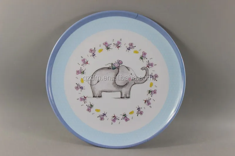 Elephant Print 11" Melamine round plate