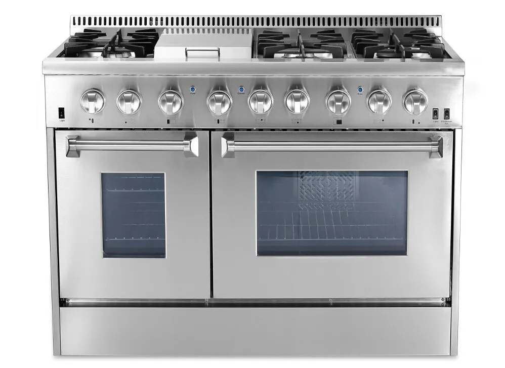 Heavy Duty 48 In Duel Fuel Range With 110 Electric Oven For Residential