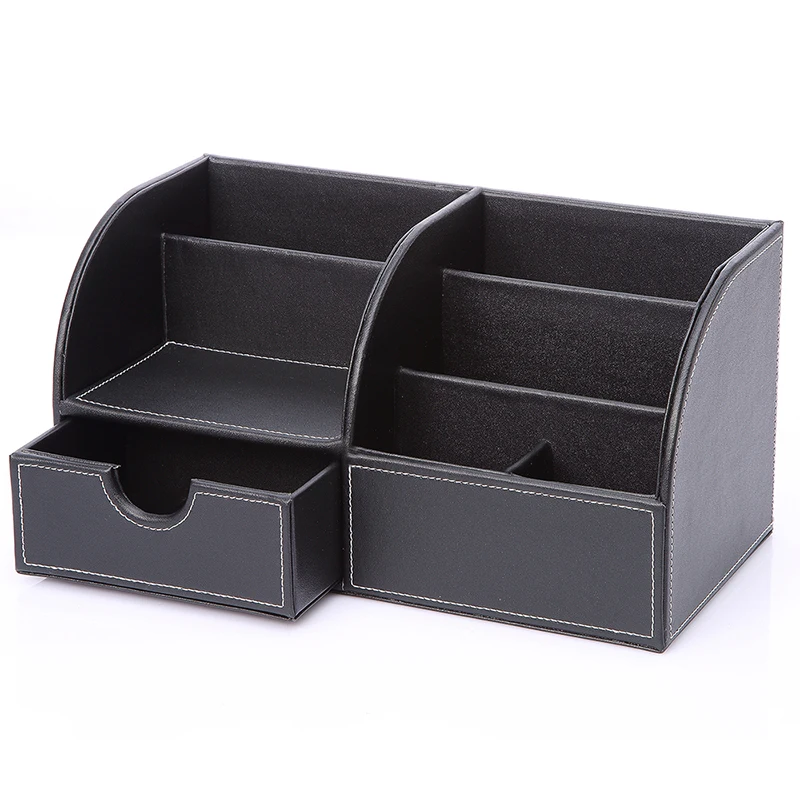 Multifunctional Pu Leather Desk Organizer Desktop Storage Box Office ...