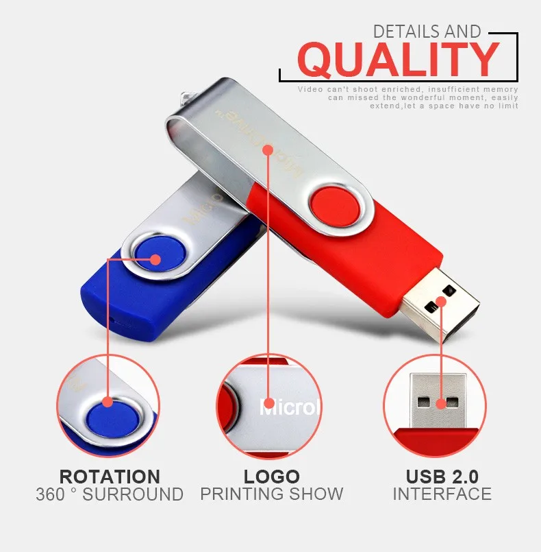 Promotional Gifts Swivel Usb 4GB 8GB 16GB Logo Keychain USB Flash Drive - ANKUX.COM