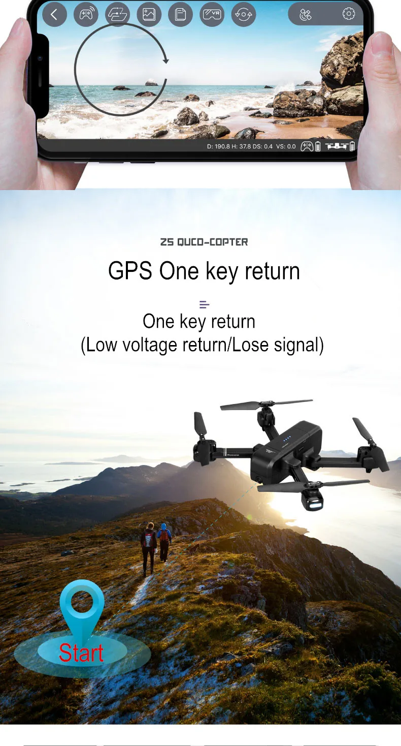 Sjrc Z5 Foldable Quadcopter With Hd 720p/1080p Camera Gps Drone 2.4g/5g