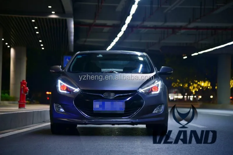 VLAND factory accessory for car Headlight for Elantra 2012-UP with demon eyes + Led DRL