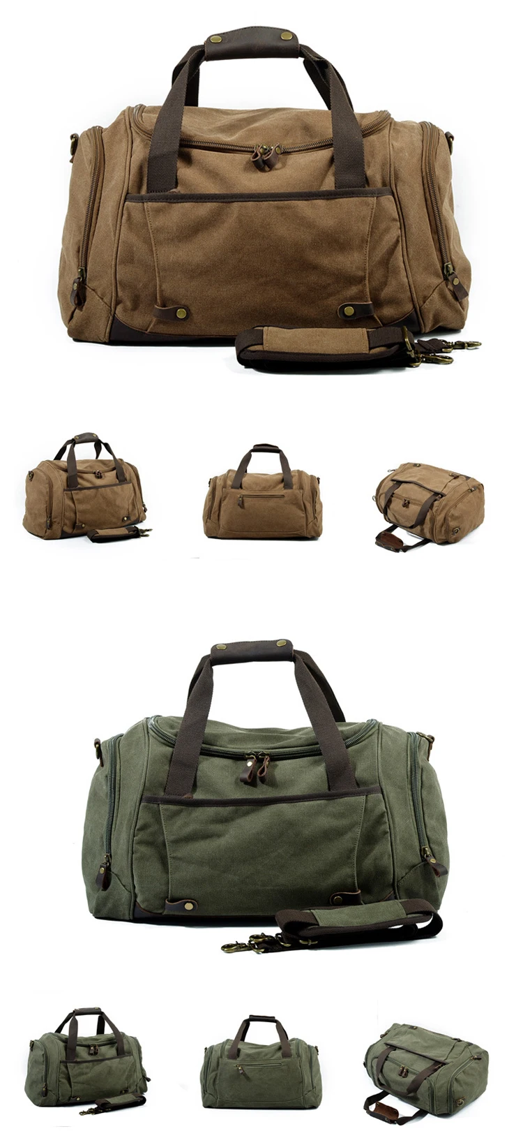 European design vintage large 16oz canvas leather trim garment luggage duffle duffel overnight holdall bag with shoes apartment