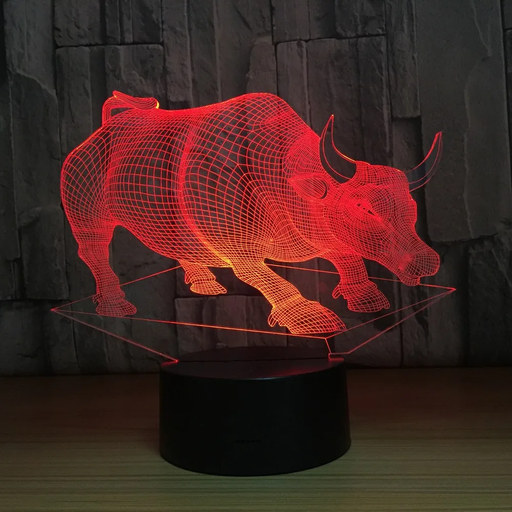 zogift 惊人的现在电池操作 3d led 台灯牛 3d 丙烯酸灯