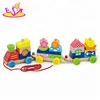 hot sale pull and push wooden block train toy for toddlers W05B060
