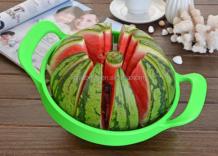 Less Stress No Mess 1 Piece Stainless Steel Watermelon Cut Multi-Function Slicer Multifunction Crescent Shape Cut Slicer Made to Slice and Serve with Ease- Stainless Steel