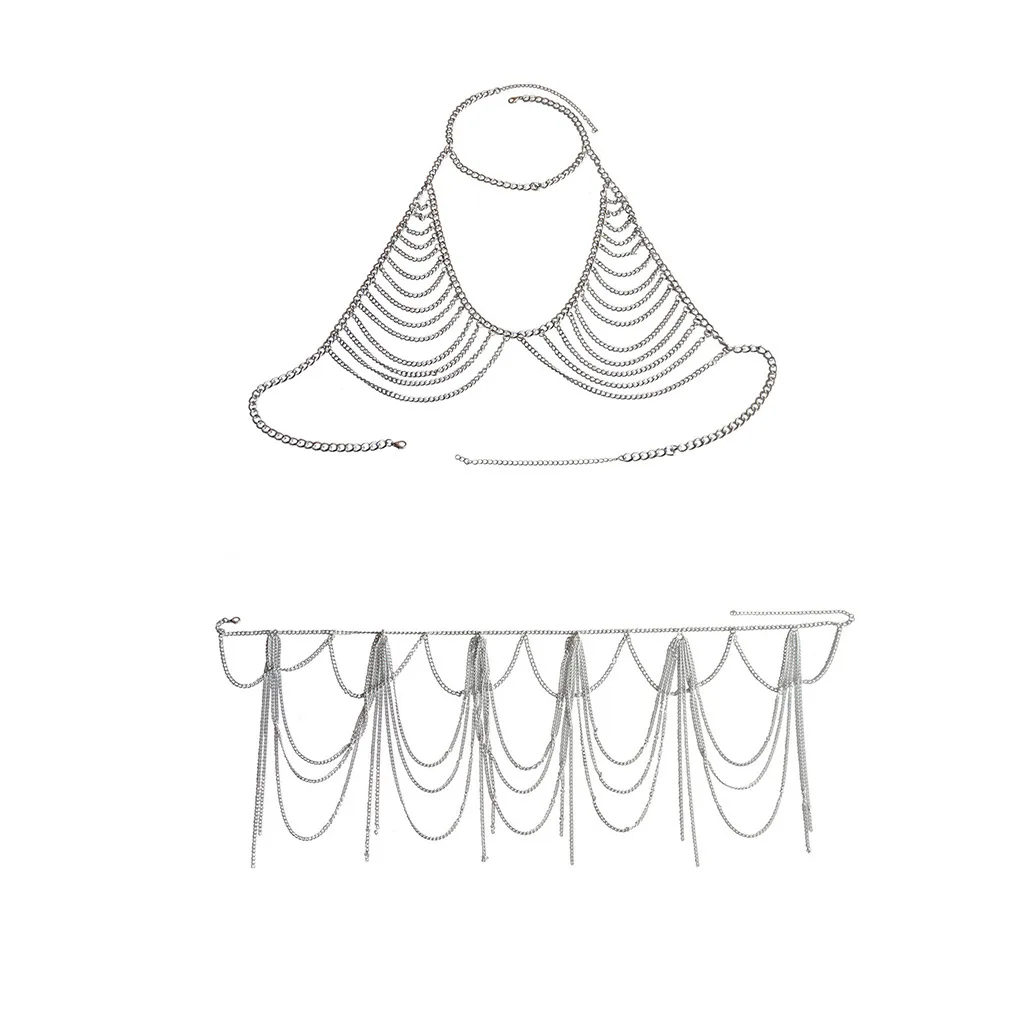 Shihan B5103 Transparent Bra Panty Set Nipple Cover Body Jewelry Set