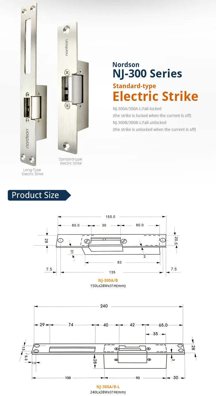 Narrow Mouth Long-type Door Strike Plate Hess Fail Secure Electric ...