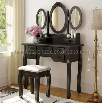 Portable Bedroom Brown Furniture Mirrored Vanity Wooden Makeup Table Buy Portable Bedroom Brown Furniture Mirrored Vanity Wooden Makeup Table New