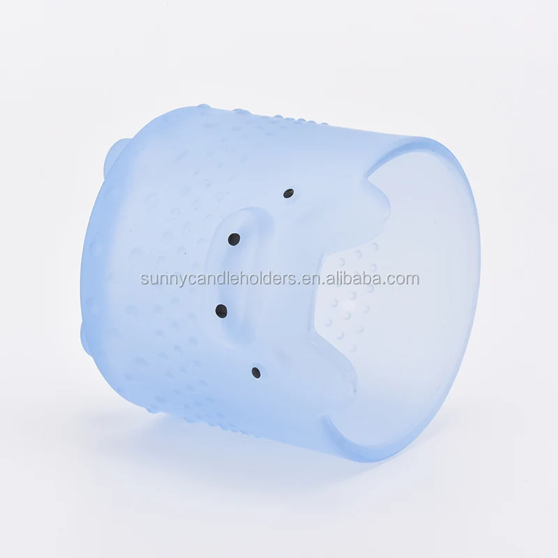 412ML Lovely Piggy blue Glass Candle Holders Candles Jar for Decor