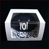 Luxury black custom clear plastic PVC window paper gift packaging box with strong quality, packing box for cake and hat