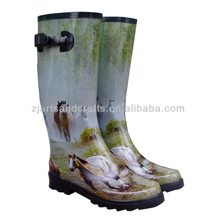 women's rain boots with horses on them