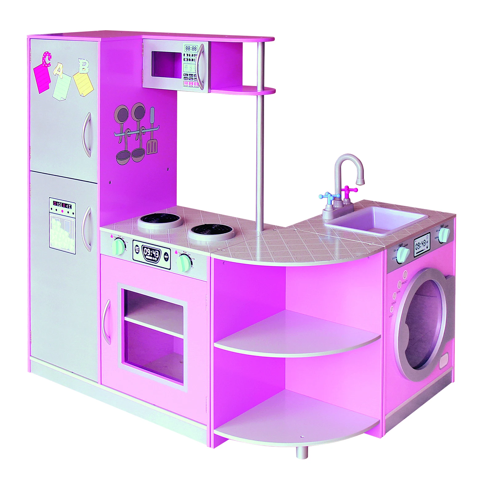 wooden toy kitchen with washing machine