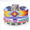 Bohemia Crystal Mix Beaded 5 Layers Strand Magnetic Buckle Bracelet Handmade Wrap