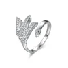 New Fashion Open Fork Zirconia 925 Silver Ring For Girls