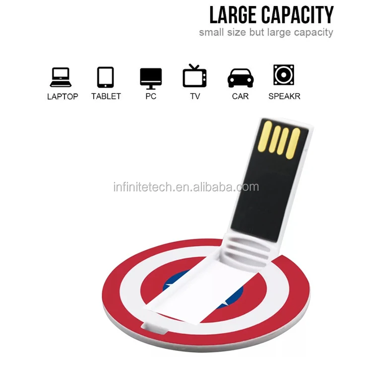 Round Shape Card USB Memory Sticks plastic usb card Flash Drive With Printing Logo - ANKUX.COM