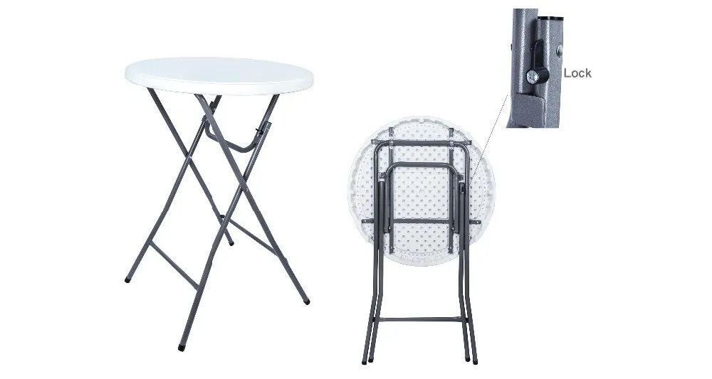 Folding White Small High Bar Tables,Hdpe Round Commercial Bistro Tables