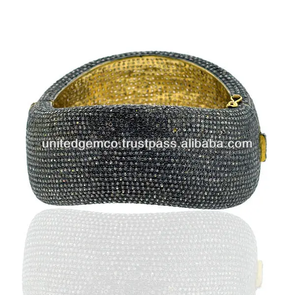 wedding jewelry pave diamond fashion bangles, yellow gold
