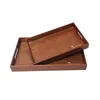 Wholesale wood craft trays handmade wooden fruit rectangle tray with handles painted