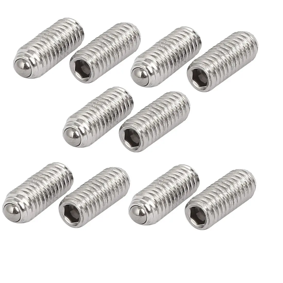 M3x8mm 304 Stainless Steel Spring Hex Socket Ball Point Grub Set Screws 10pcs
