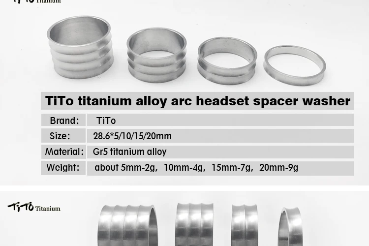 TiTo wholesale titanium alloy arc headset spacer washer bicycle customized headset stem