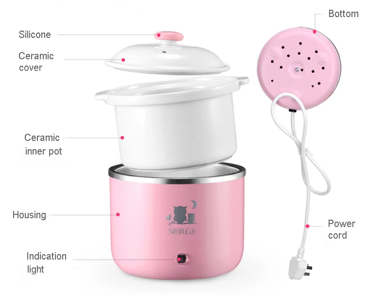 High Quality Innovative Ceramic 0.8L Pink Slow Cooker - China Slow