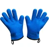 bbq Gloves [Fabric Lining / Inner Cotton Layer] for Cooking, Baking, BBQ, Grilling Free Pot Holder as Bonus]