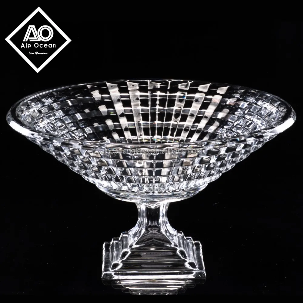 Alp Ocean Glassware 34.5cm Large Glass Footed Bowl,Glass Fruit And