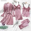 Autumn and Winter Gold Velvet Pajamas Set Women's Harness Nightdress Sexy Bathrobe