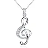 Women fashion cubic zirconia musical notes pendant necklace