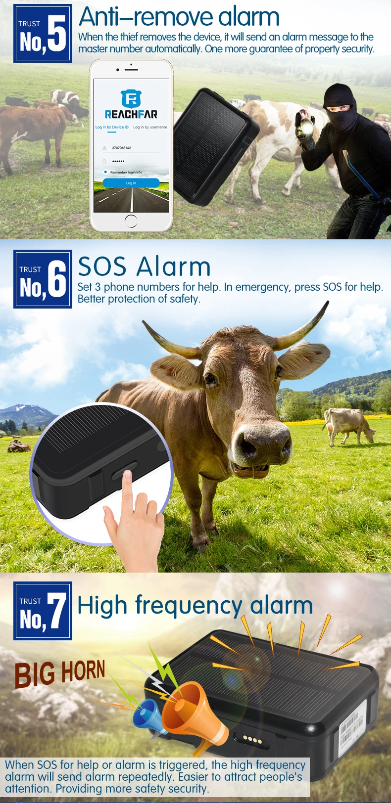 New Products Battery Operated GPS Tracking Pet animal Solar Powered Cow GPS Tracker