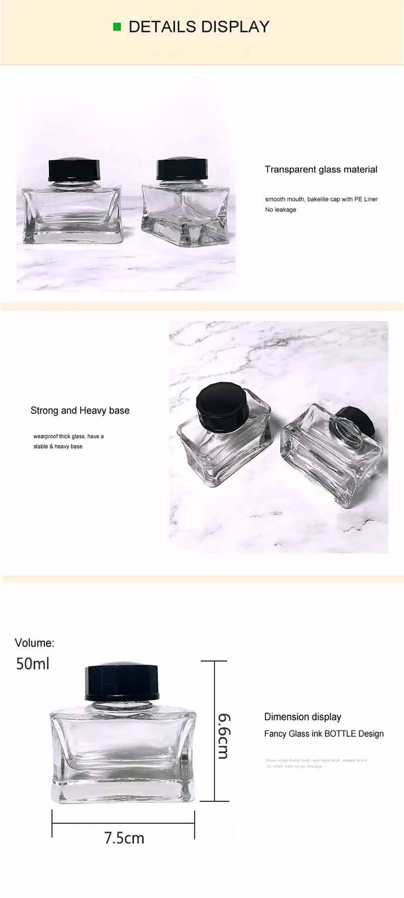 Custom Square 50ml Empty Glass Fountain Pen Ink Bottle Wholesale Buy