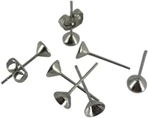 Stainless Steel Pierce Earrings Pin Cup Pit Stud Jewelry Making Supply Back Post