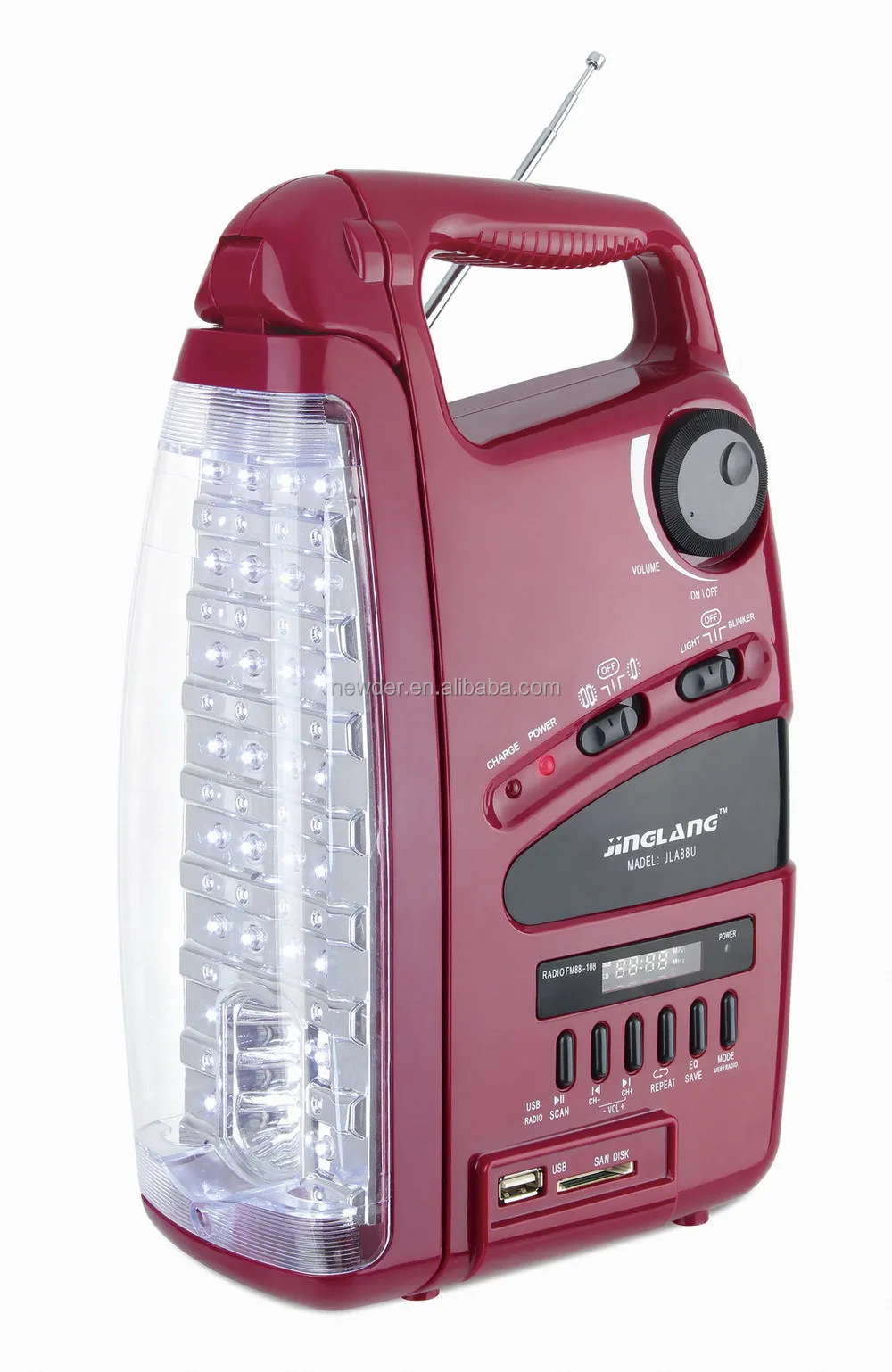 rechargeable emergency light with radio