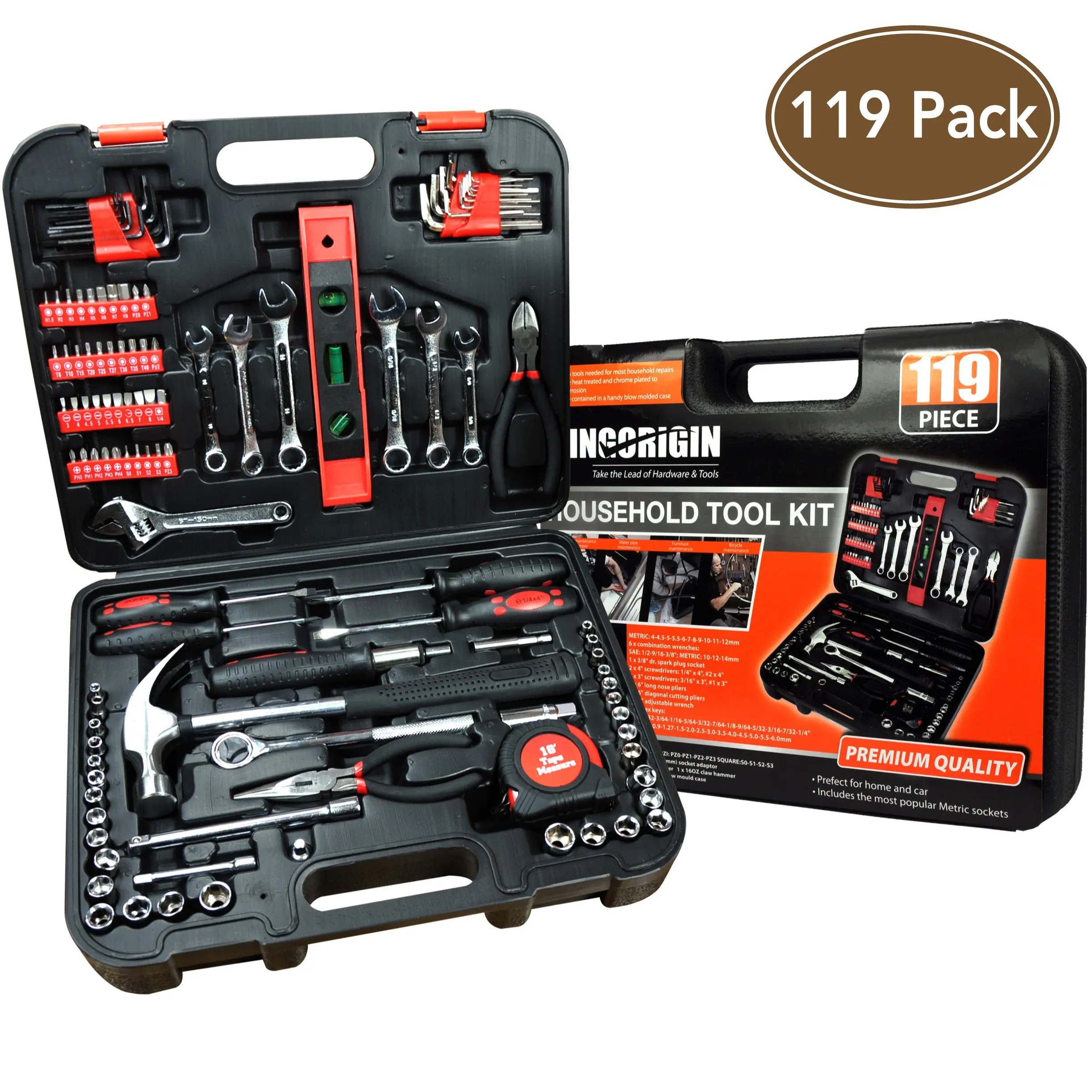 119Piece Heavy Duty Professional Home Repair Tool Kits,home tool kit,home repair tools,Multi Tools Set, Homeowner Tool Kits, Tool Sets,Kit,tool kit,tool set,home tool kit,tools