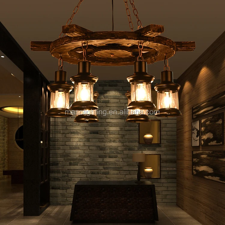 Maso Ms-p3007 Antiguo De Vidrio De Hierro Vintage Lámpara Colgante De