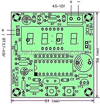 AT89C2051 Multifunction Digit LED Electronic Clock MCU Alarm Clock DC 4.5-20V 